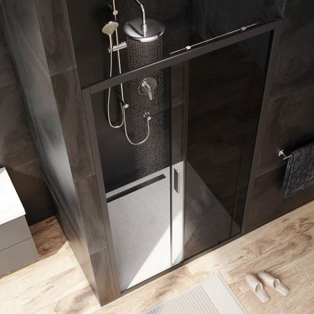 W90G-110-1-195BG Gem Solo Дверь душевая 110х195, стекло тонированное, профиль черный матовый W90G-110-1-195BG Gem Solo Дверь душевая 110х195, стекло тонированное, профиль черный матовый