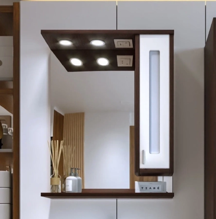 Зеркало со шкафом Бриклаер БАЛИ 62 см правое, венге/белый, артикул 4627125411823