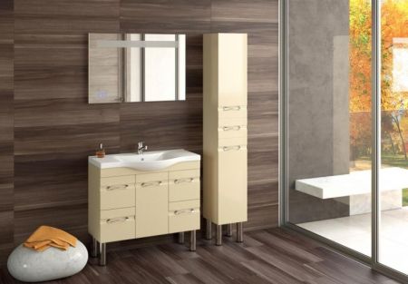 Тумба с раковиной SanVit Прима 90 kprim090 в цвете Ral витые ручки Красный глянец, артикул kprim090