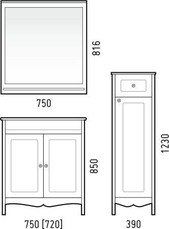 Зеркало с полкой "Блюз 75"