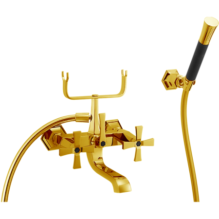 CISAL Cherie Смеситель для ванны двухвентильный, с душевым комплектом, цвет золото/черный