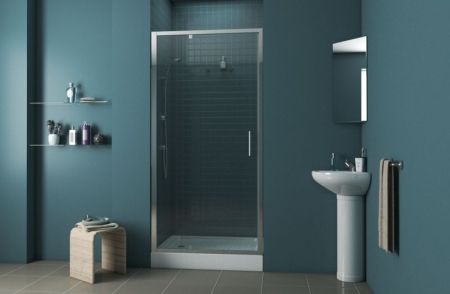 Душевая дверь Bravat Line 100 BD100.4112A профиль Хром стекло прозрачное, артикул BD100.4112A