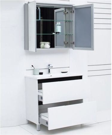 Зеркальный шкаф De Aqua Алюминиум 100 AL 506 100 S серебро