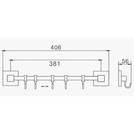 Планка с крючками для полотенец D-Lin D288222-5, черный