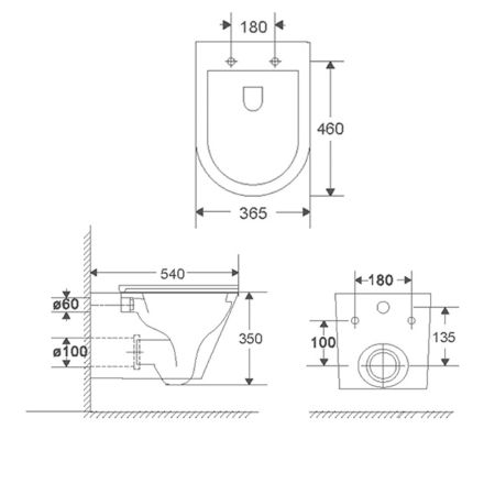 Унитаз подвесной Terminus Классик (Торнадо 3.0) 02W54x36W, белый
