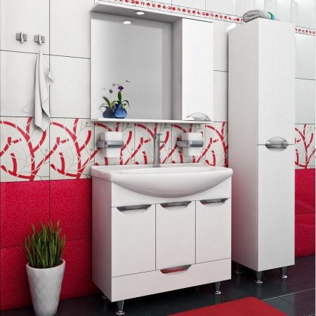 Зеркало со шкафом Runo Барселона 75 R 4620750023379 с подсветкой Белое