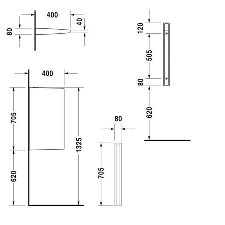 Перегородка для писсуара, Duravit, Starck 3, ширина, мм-400, глубина, мм-80, высота, мм-705, материал-керамика, крепления в комплекте, цвет-белый, артикул 8500000000