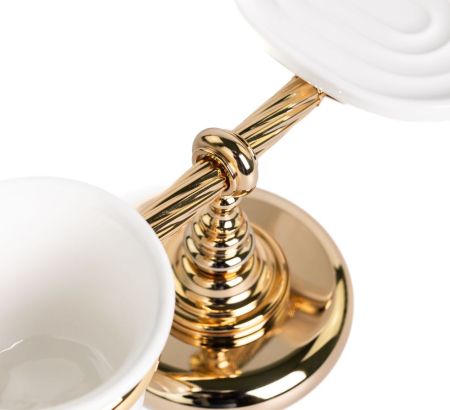 Stil Haus Giunone, настольные керамические мыльница + стакан, цвет золото, артикул G15М(16)