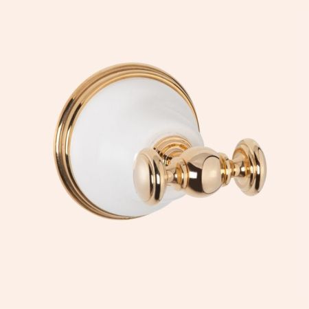 TW Harmony 016, крючок для полотенца, цвет держателя:  белый/золото, артикул TWHA016bi/oro