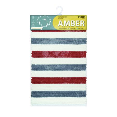 Коврик для ванной комнаты FIXSEN AMBER FX-8040X, синий/красный/белый, артикул FX-8040X