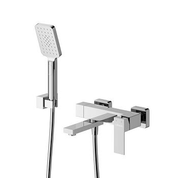 SLIDER-VD-GM Смеситель для ванны и душа однорычажный в комплекте с ручным душем, шлангом и держателем, оружейная сталь