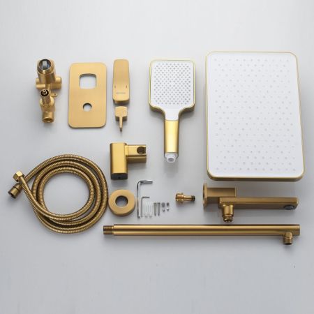 Душевая система встраиваемая Shevanik S9935G, золотой сатин
