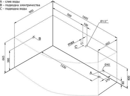 Акриловая ванна Aquanet Jersey 170x90 L (с каркасом), артикул 00205405