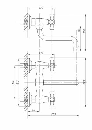 Смеситель для кухни FAUZT FZs-490-07 настенный тип См-МДРНА, артикул FZs-490-07
