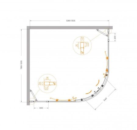 MOLVENO-RH-22-120/110-C-GM-IV Душевой уголок, артикул MOLVENO-RH-22-120/110-C-GM-IV