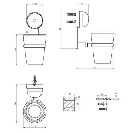 THG JADE DRAGON Стакан стеклянный, подвесной, цвет полированное золото, артикул U5H-F01-536