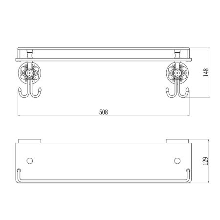 Полка стеклянная S-005891B Savol, золото, артикул S-005891B