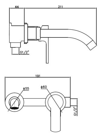 Смеситель скрытого монтажа д/умывальника black, артикул: SM28 B, артикул SM28 B