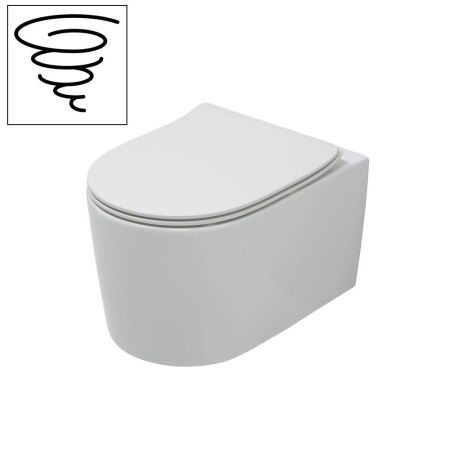 White Ceramic Geo, комплект подвесного унитаза c вихревым смывом и быстросъемным ультратонким сиденьем микролифт, цвет белый глянцевый, артикул W10903SET01/Geo