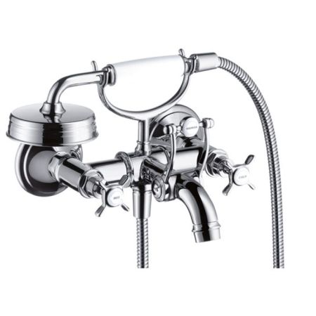 AX Montreux Смеситель для ванны, с двумя рукоятками, и ручным душем, настенный, цвет: хром, артикул 16540000