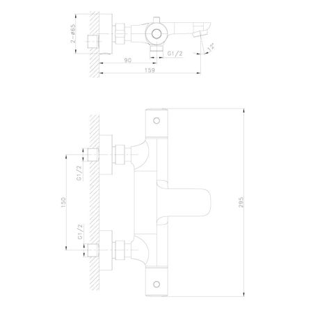 Смеситель для ванны термостатический Raiber RPB-008, черный, артикул RPB-008