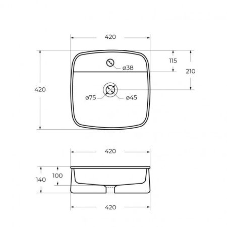 Раковина накладная керамическая CZR-6581, артикул CZR-6581
