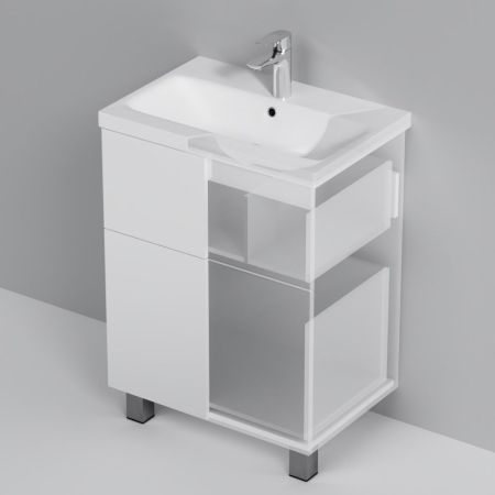 M90FSX06022WG32 GEM, База под раковину, напольная, 60 см, 2 ящика push-to-open, цвет: белый, глянец, артикул M90FSX06022WG32