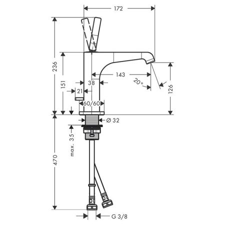 AX Citterio E Смеситель для раковины 125, цвет шлифованная медь, артикул 36100950