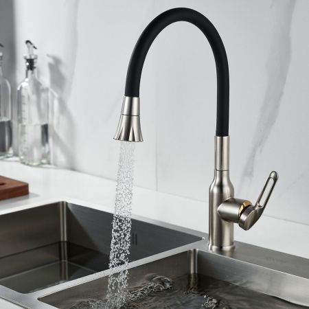 Смеситель для кухни с гибким изливом Raffine F303L-3, сатин