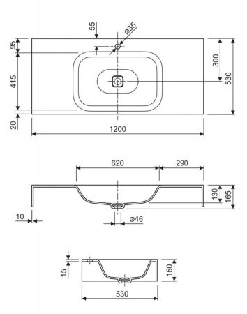 Консольная раковина из литьевого мрамора CEZARES TITAN-LVB-SOSPESO
