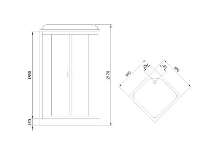 Душевая кабина Royal Bath RB 80HP7-BT (черное/прозрачное)
