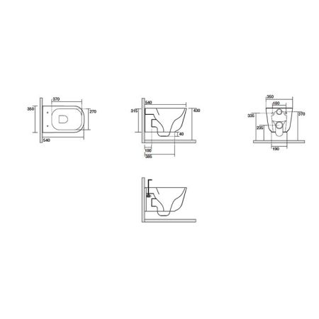 Kerasan Tribeca Унитаз подвесной 55см БЕЗОБОДКОВЫЙ, c креплением WB9N, цвет: Borgogna matt