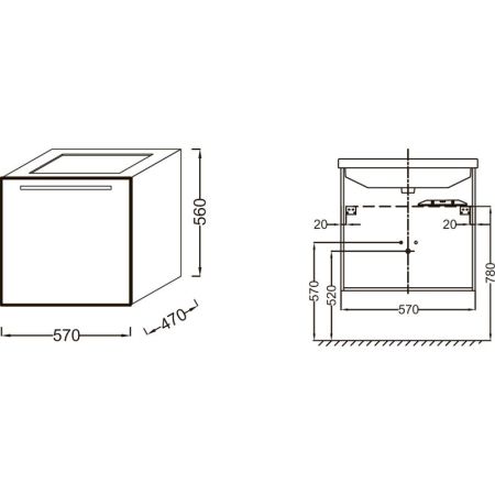 Тумба под раковину Jacob Delafon Struktura 57 EB1284-E13 подвесная Розовое дерево, артикул EB1284-E13
