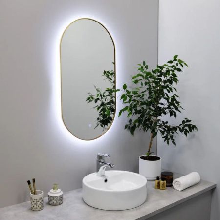 Зеркало с подсветкой LED Fixsen FX-3080G овальное 40х80 см, золотой сатин, артикул FX-3080G