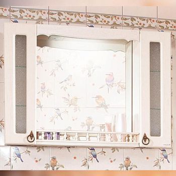 Зеркало с двумя шкафчиками и балюстрадой Бриклаер КАНТРИ 105SSB, бежевый дуб прованс