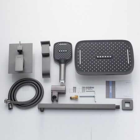 Душевая система встраиваемая Shevanik S4035T, оружейная сталь