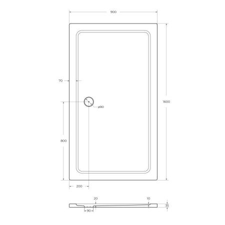 Душевой поддон из стеклокомпозита (SMC) CEZARES TRAY-M-AH-35-W, артикул TRAY-COVER-CR