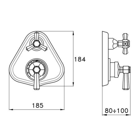 Stella Eccelsa Внешняя часть встраиваемого термостатического смесителя для душа IS3292 P.V., цвет: хром, артикул EC 06011 CR00