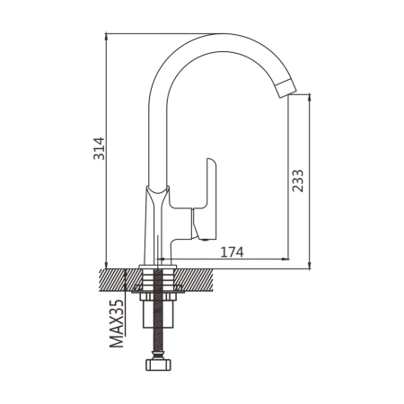 Смеситель для кухни Shevanik S6053H, черный