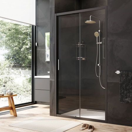 W90G-110-1-195BT Gem Solo Дверь душевая 110х195, стекло прозрачное, профиль черный матовый, артикул W90G-110-1-195BT