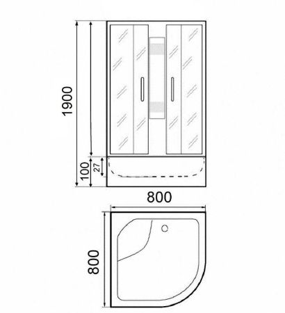 Уголок ZE911B душевой PARLY с поддоном, артикул ZE911B