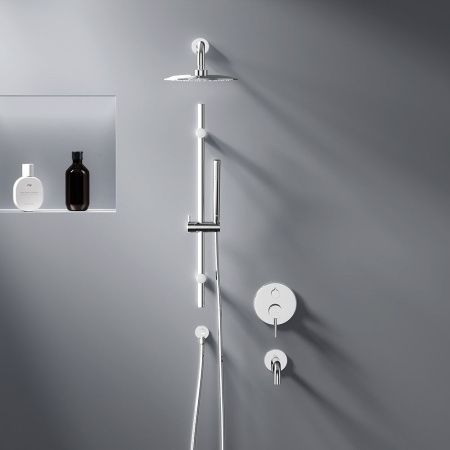936540000 Scandinavian Pure встраиваемая душевая система с ванно-душевым смесителем, изливом и штанг 936540000 Scandinavian Pure встраиваемая душевая система с ванно-душевым смесителем, изливом и штанг