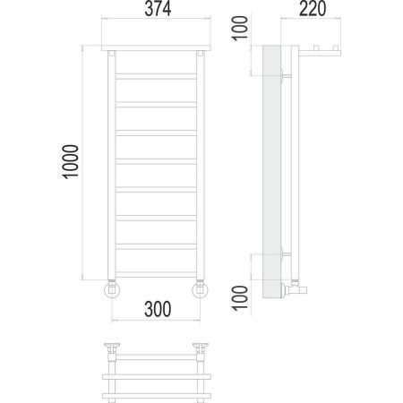 Полотенцесушитель водяной с полкой Terminus Контур П9 30х100, артикул 4670078529626