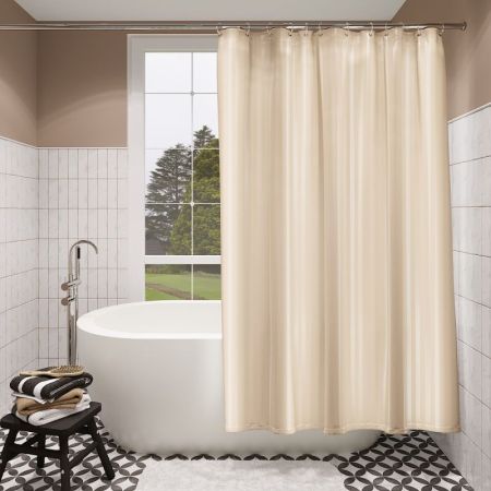 Шторка для ванной  однотонная "Полоска" бежевый, артикул 002-A