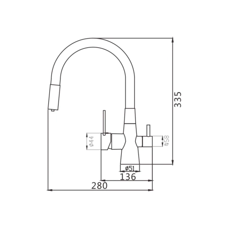 Смеситель для кухни с гибким изливом и подключением фильтра Shevanik S668H, черный, артикул S668H