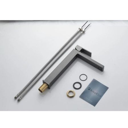 Смеситель для раковины высокий Knotlor KN-24/GMP, оружейная сталь