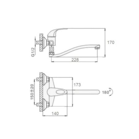 Смеситель для ванны D-Lin D140351, хром