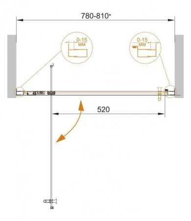 Душевая дверь в нишу CEZARES ECO-O-BA-1, артикул ECO-O-BA-1-90-P-Cr