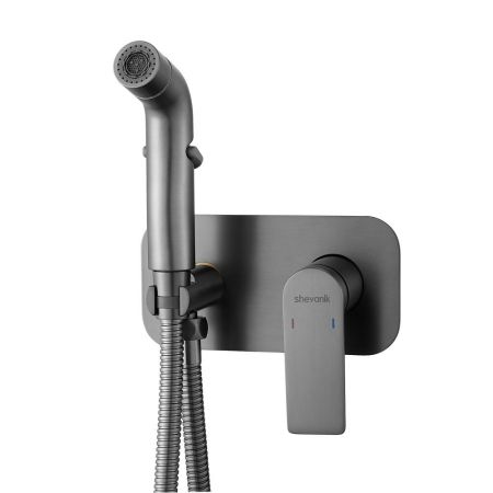 Гигиенический душ со смесителем Shevanik S4105T, оружейная сталь, артикул S4105T