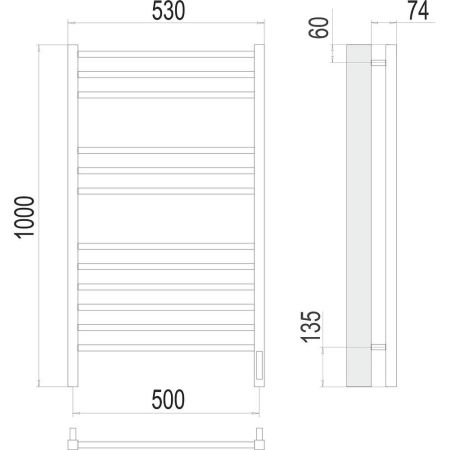 Полотенцесушитель электрический Terminus Сицилия П12 50х100, артикул 4670078526298